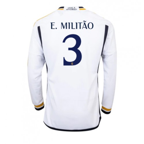 Pánský Fotbalový dres Real Madrid Eder Militao #3 2023-24 Domácí Dlouhý Rukáv